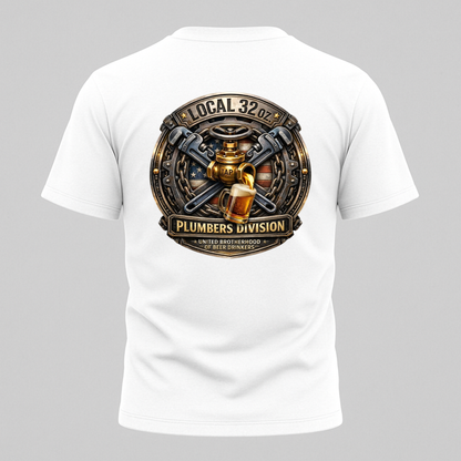 Plumbers Division T‑Shirt — "Local 32 oz." Vintage Plumbing Emblem