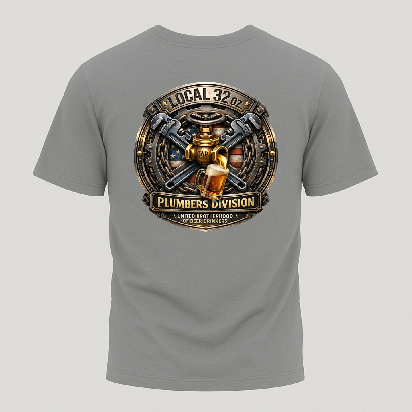 Plumbers Division T‑Shirt — "Local 32 oz." Vintage Plumbing Emblem