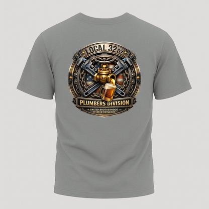 Plumbers Division T‑Shirt — "Local 32 oz." Vintage Plumbing Emblem