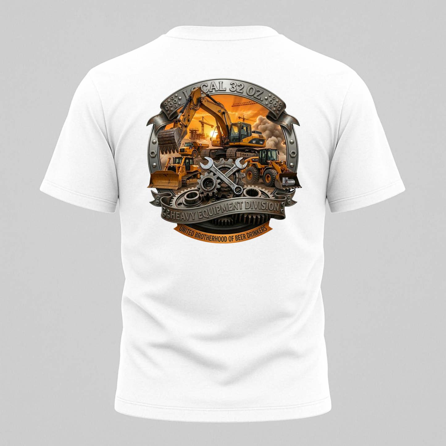 Construction Crew Graphic T-Shirt — "Local 32 oz" Heavy Equipment Design