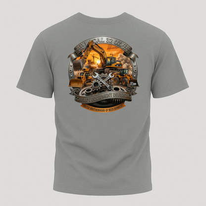 Construction Crew Graphic T-Shirt — "Local 32 oz" Heavy Equipment Design