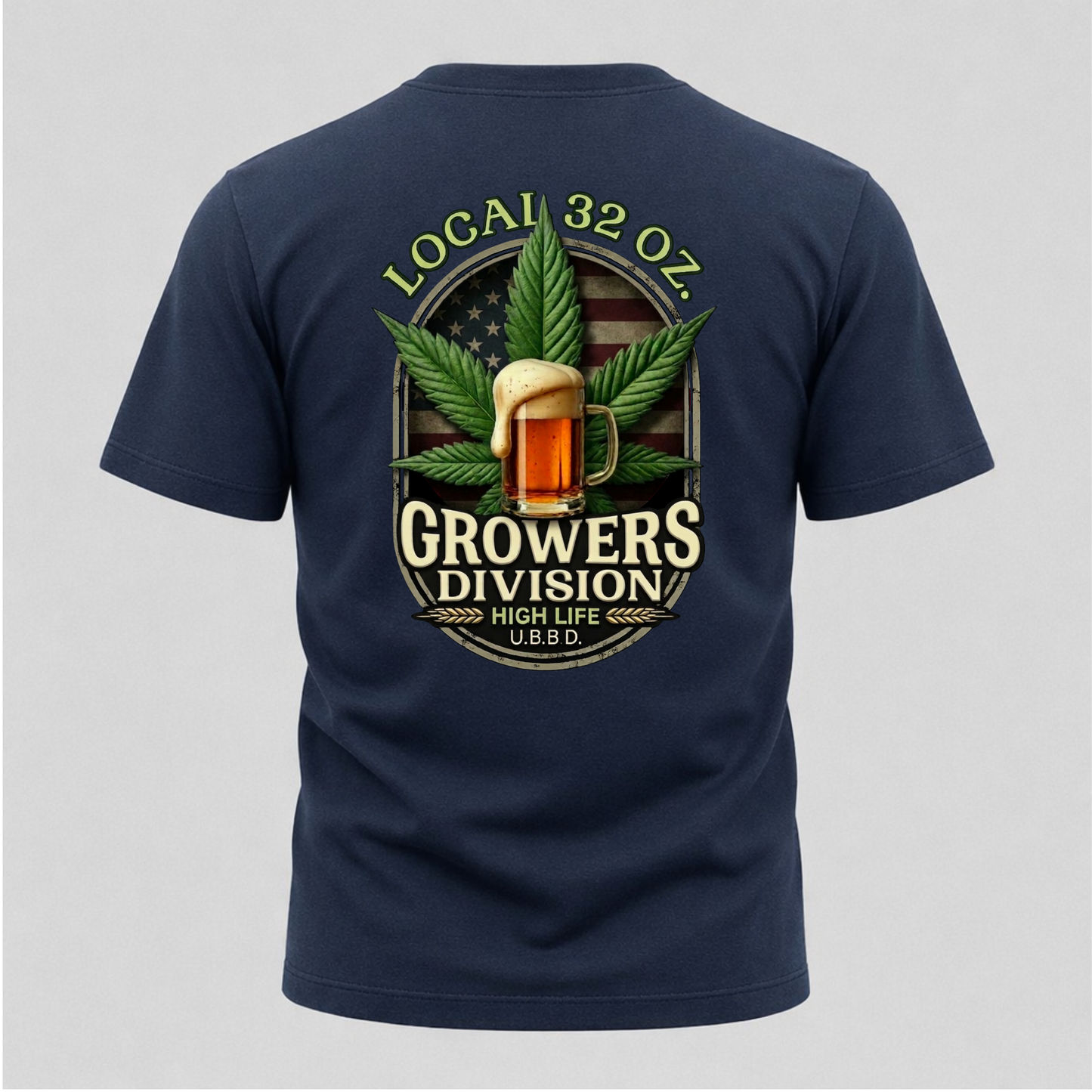 Growers Division T-Shirt – "Local 32 Oz" Cannabis & Craft Beer Graphic Tee