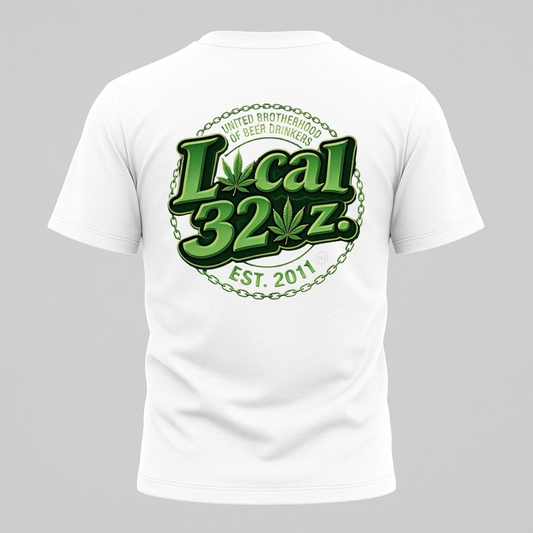 Local 32 oz. Green Cannabis Logo Graphic T-Shirt
