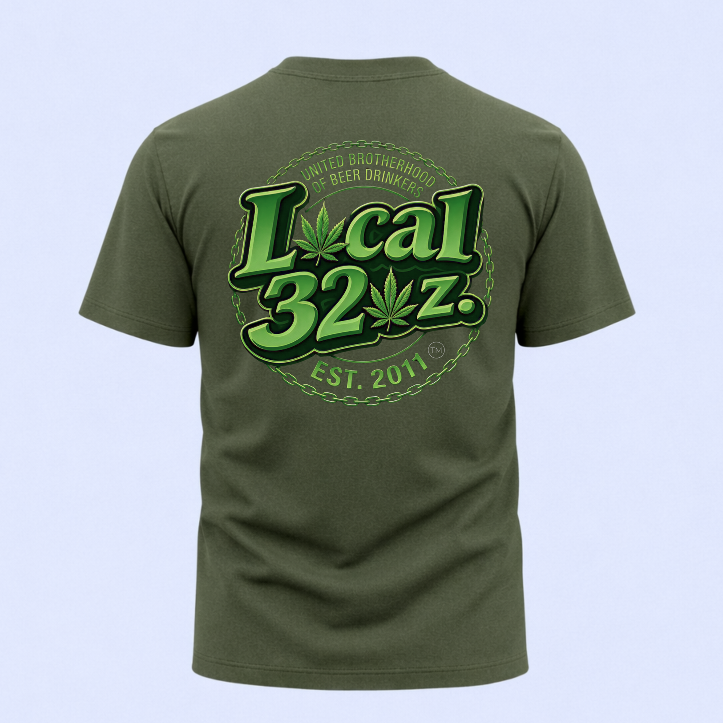 Local 32 oz. Green Cannabis Logo Graphic T-Shirt