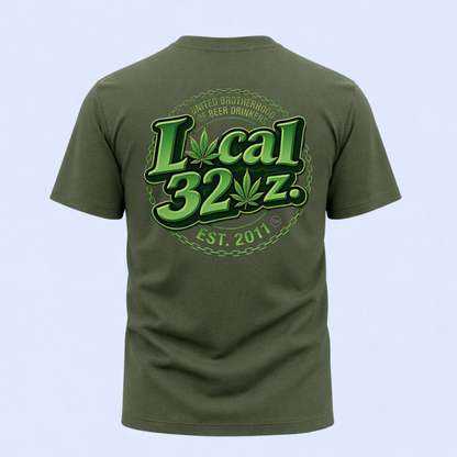Local 32 oz. Green Cannabis Logo Graphic T-Shirt