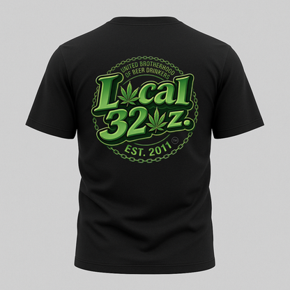 Local 32 oz. Green Cannabis Logo Graphic T-Shirt