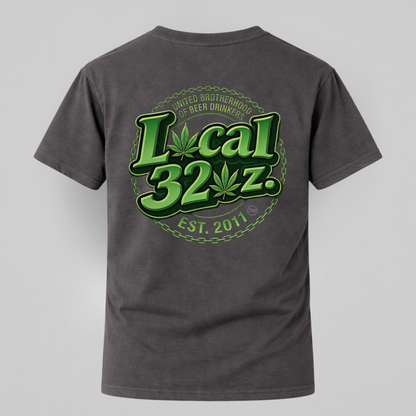 Local 32 oz. Green Cannabis Logo Graphic T-Shirt