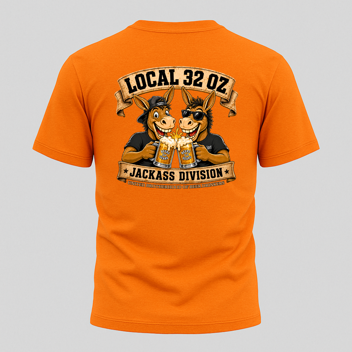 Jackass Division Local 32 oz. Tee — Funny Donkey Beer Crew T‑Shirt