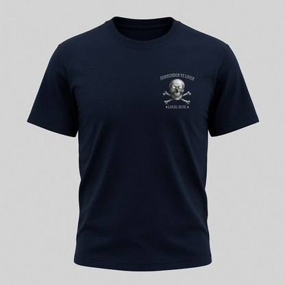 Surrender Ye Liver Skull and Bones Tee. Pirate Skull Crossbones Graphic Tee Shirt