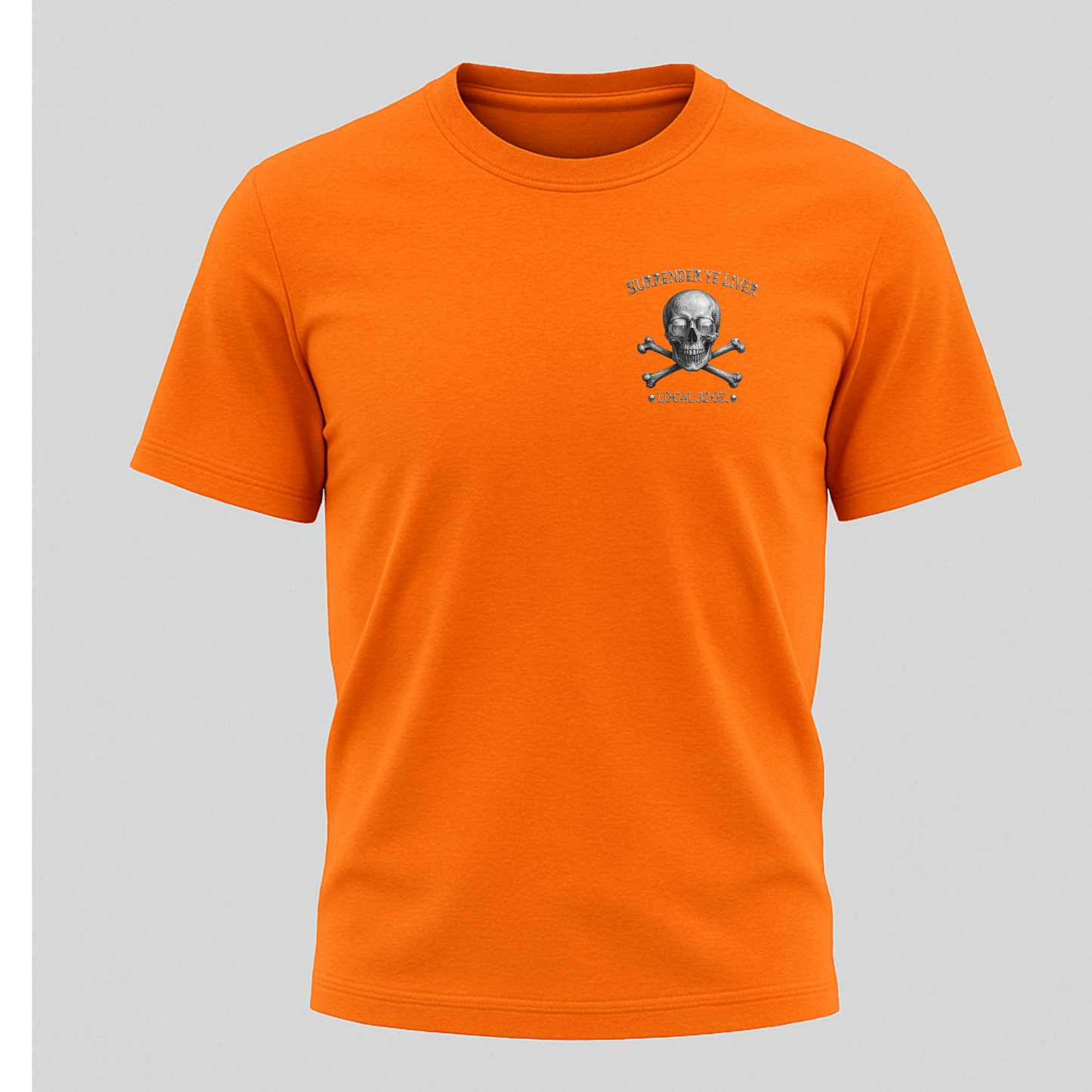 Surrender Ye Liver Skull and Bones Tee. Pirate Skull Crossbones Graphic Tee Shirt