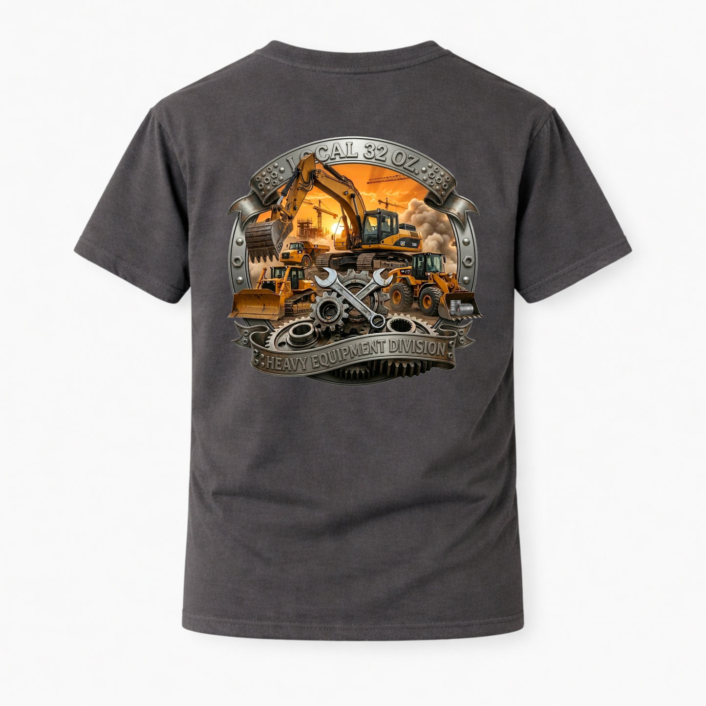 Construction Crew Graphic Tee. Local 32oz. Heavy Equipment.