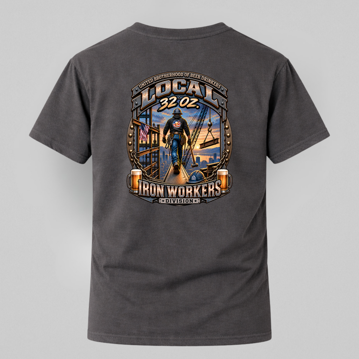 Ironworkers Local 32 oz T-Shirt – Vintage Union Crew Tee