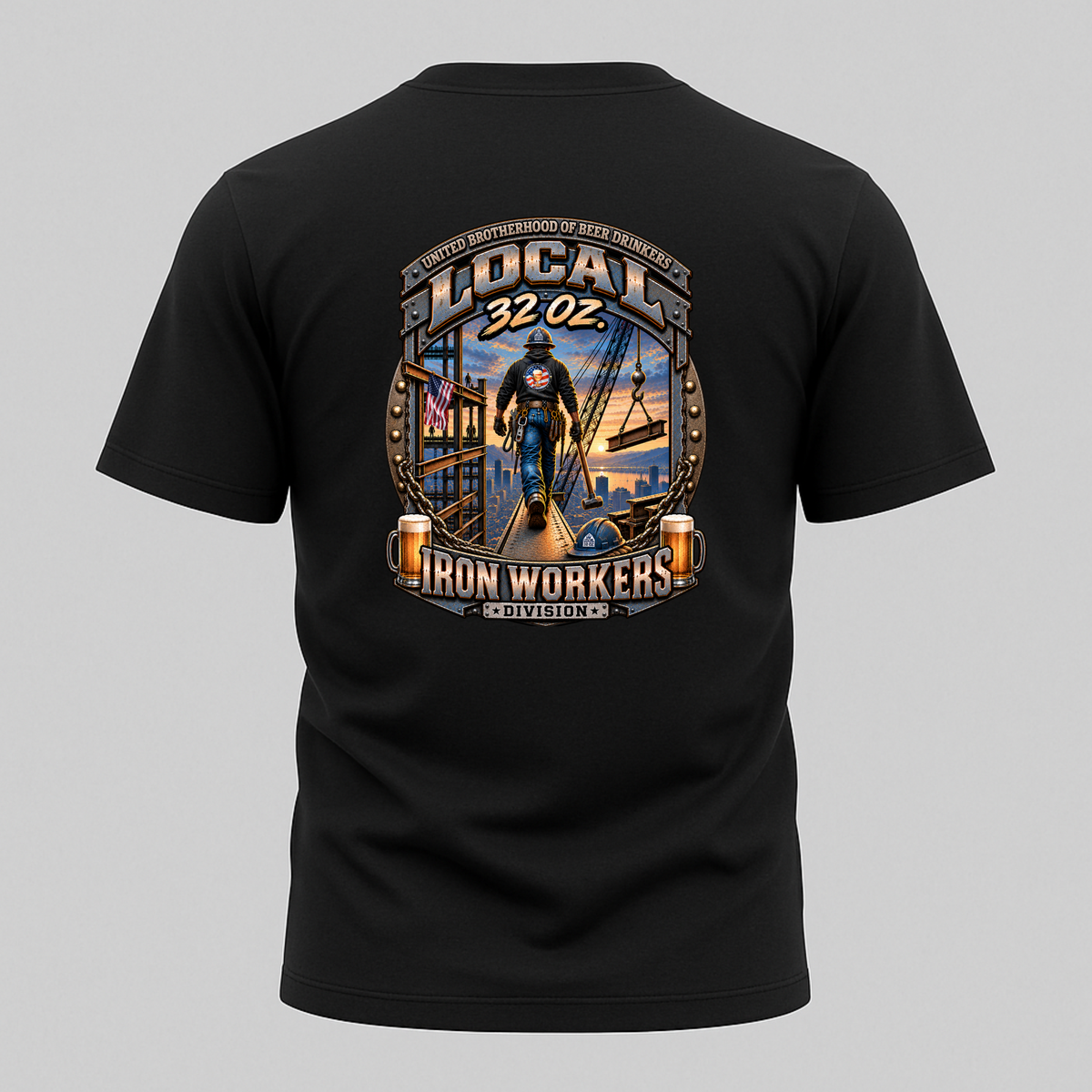 Ironworkers Local 32 oz T-Shirt – Vintage Union Crew Tee