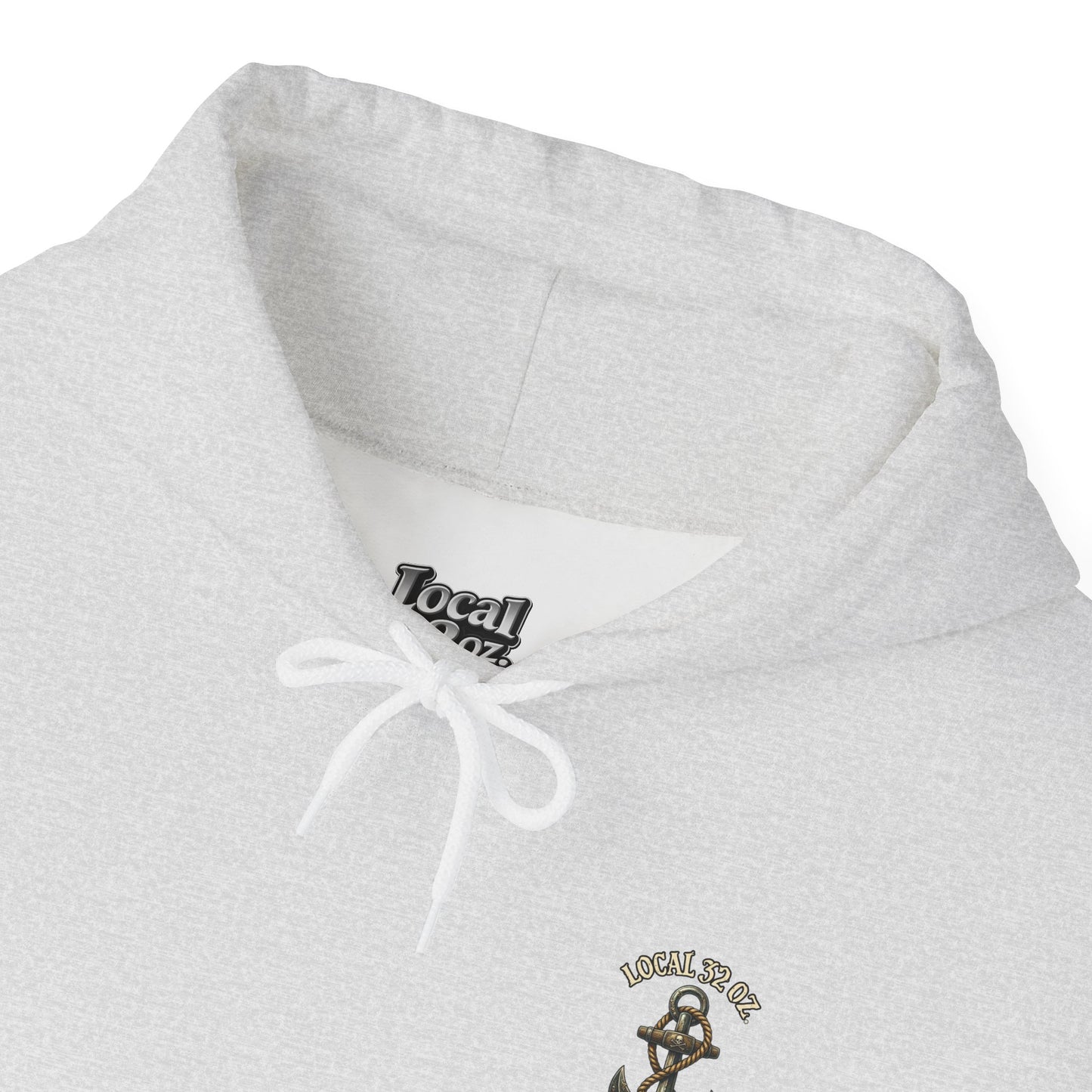 Navy Anchor Hoodie — "Local 32 oz. Deep Sea Division" Graphic Pullover