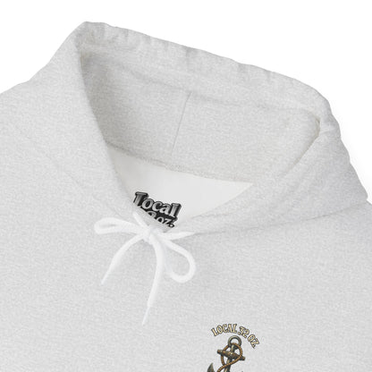 Navy Anchor Hoodie — "Local 32 oz. Deep Sea Division" Graphic Pullover