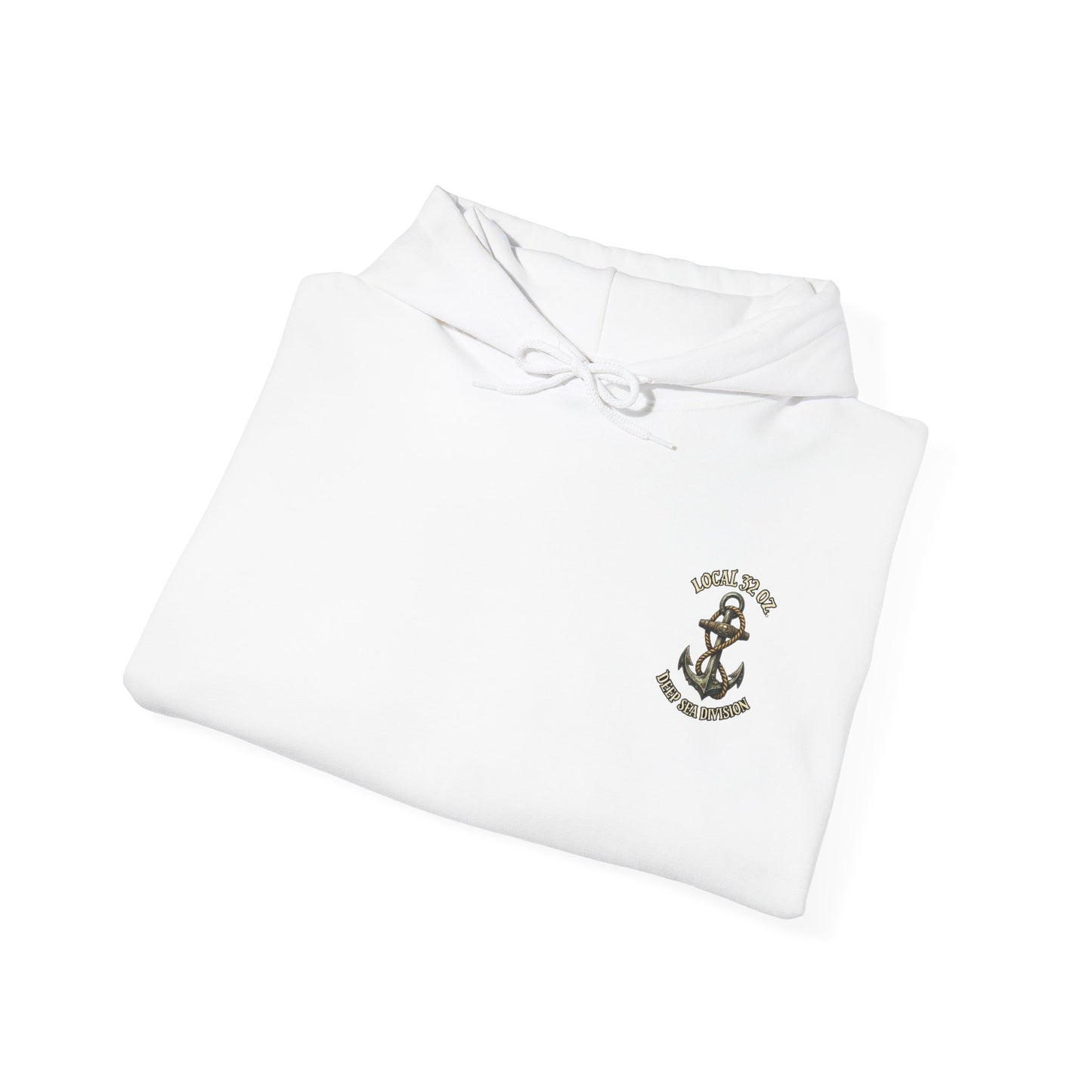 Navy Anchor Hoodie — "Local 32 oz. Deep Sea Division" Graphic Pullover