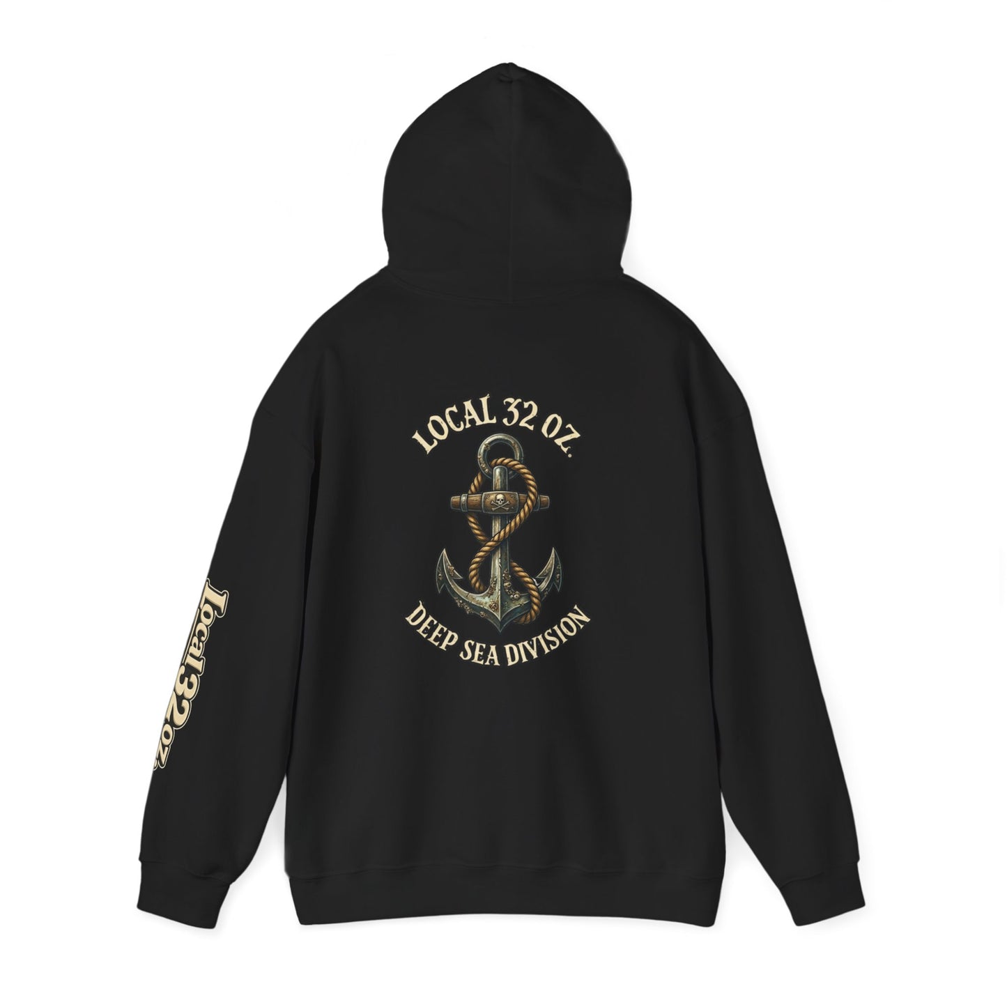 Navy Anchor Hoodie — "Local 32 oz. Deep Sea Division" Graphic Pullover