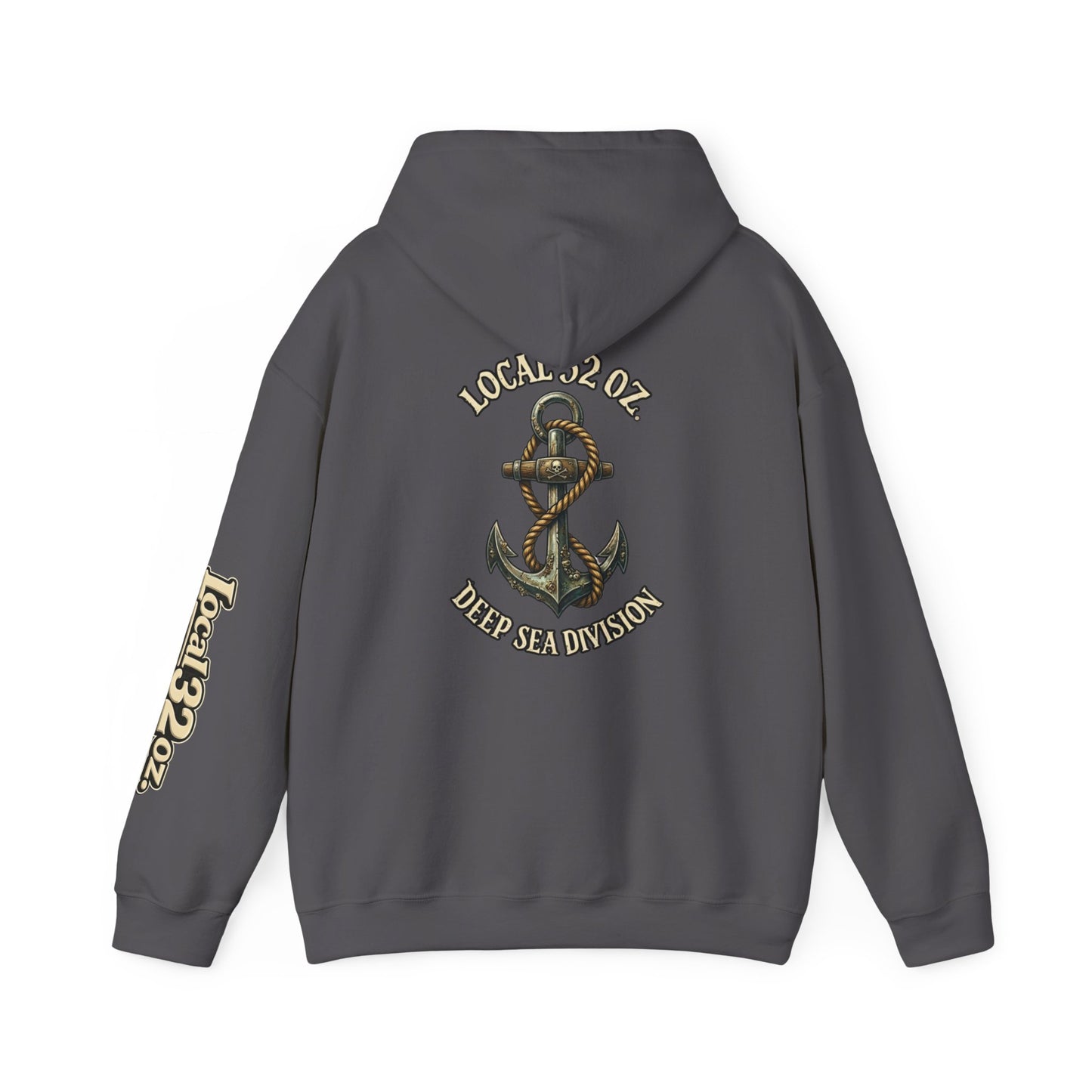 Navy Anchor Hoodie — "Local 32 oz. Deep Sea Division" Graphic Pullover