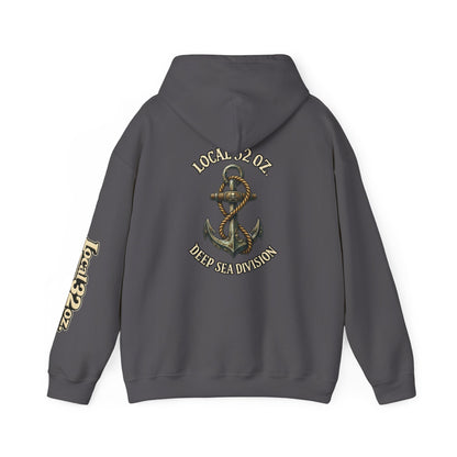 Navy Anchor Hoodie — "Local 32 oz. Deep Sea Division" Graphic Pullover