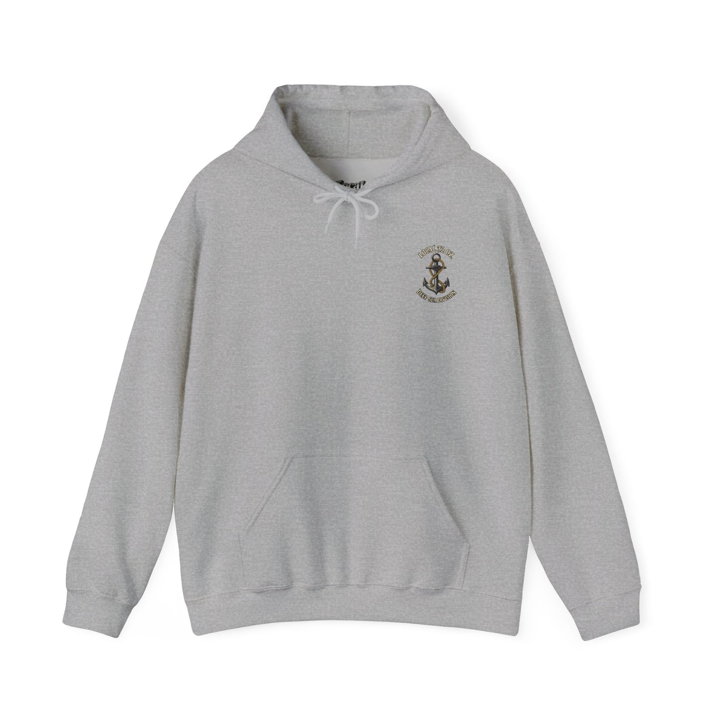 Navy Anchor Hoodie — "Local 32 oz. Deep Sea Division" Graphic Pullover
