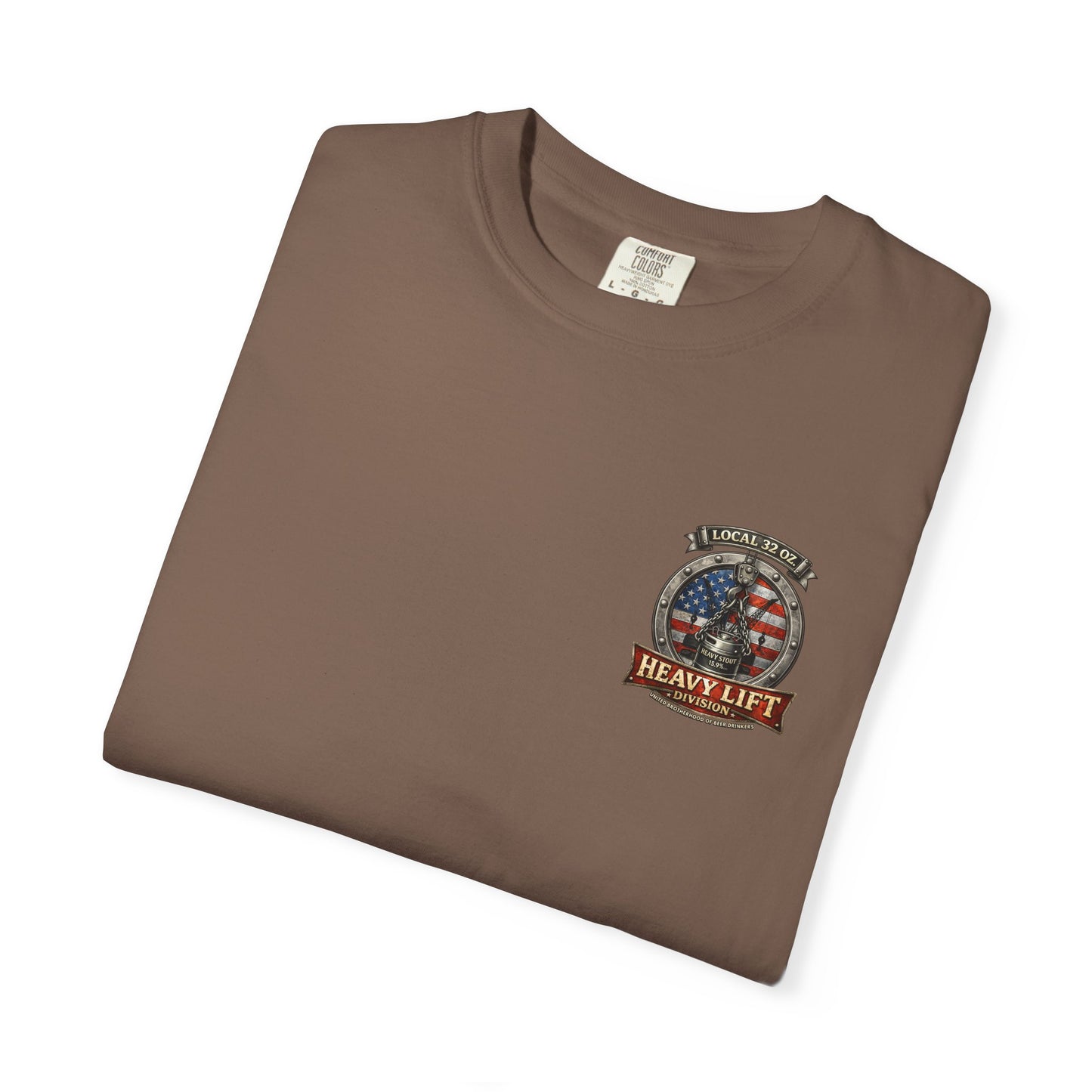 Heavy Lift Division Local 32 oz. T-Shirt — American Flag Rigging Crew Tee