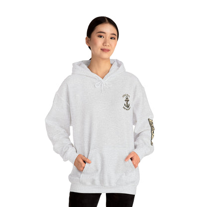 Navy Anchor Hoodie — "Local 32 oz. Deep Sea Division" Graphic Pullover
