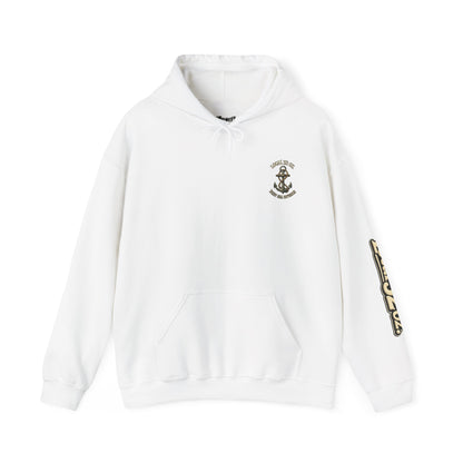 Navy Anchor Hoodie — "Local 32 oz. Deep Sea Division" Graphic Pullover