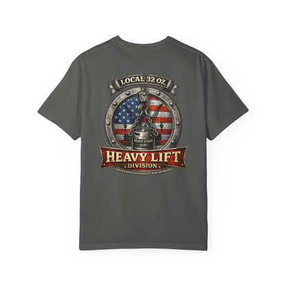 Heavy Lift Division Local 32 oz. T-Shirt — American Flag Rigging Crew Tee