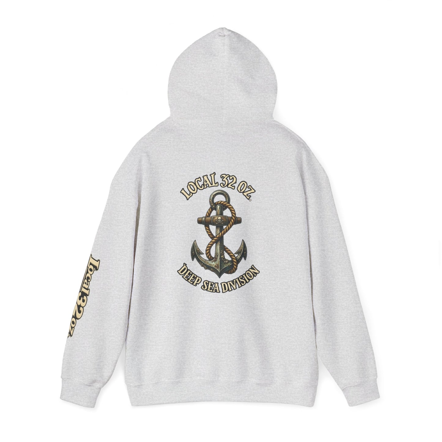 Navy Anchor Hoodie — "Local 32 oz. Deep Sea Division" Graphic Pullover