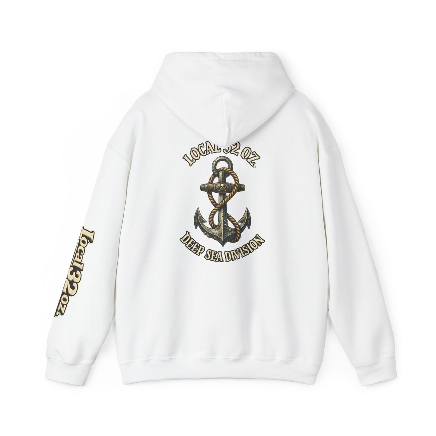 Navy Anchor Hoodie — "Local 32 oz. Deep Sea Division" Graphic Pullover