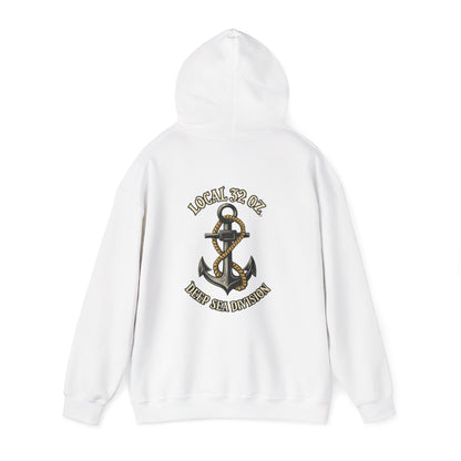Navy Anchor Hoodie — "Local 32 oz. Deep Sea Division" Graphic Pullover