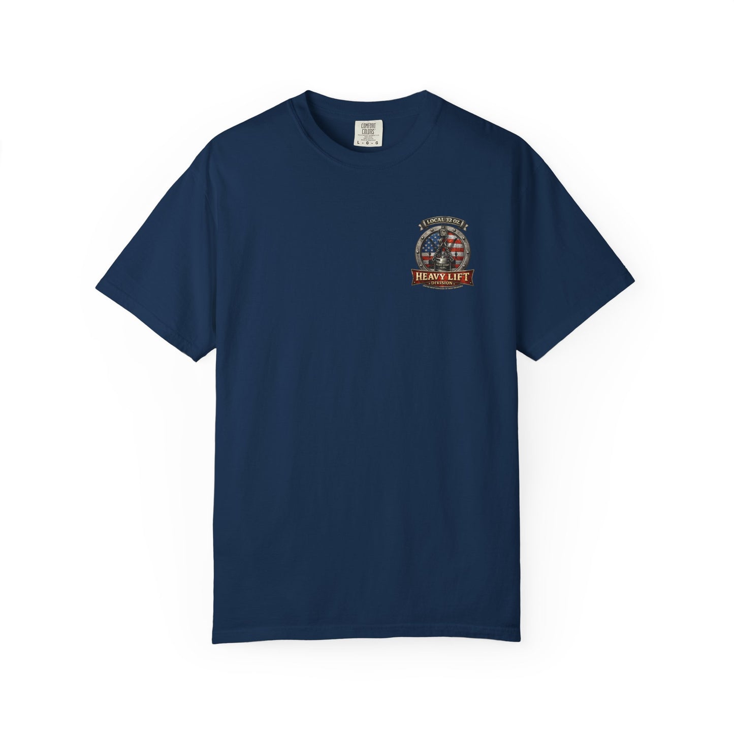 Heavy Lift Division Local 32 oz. T-Shirt — American Flag Rigging Crew Tee