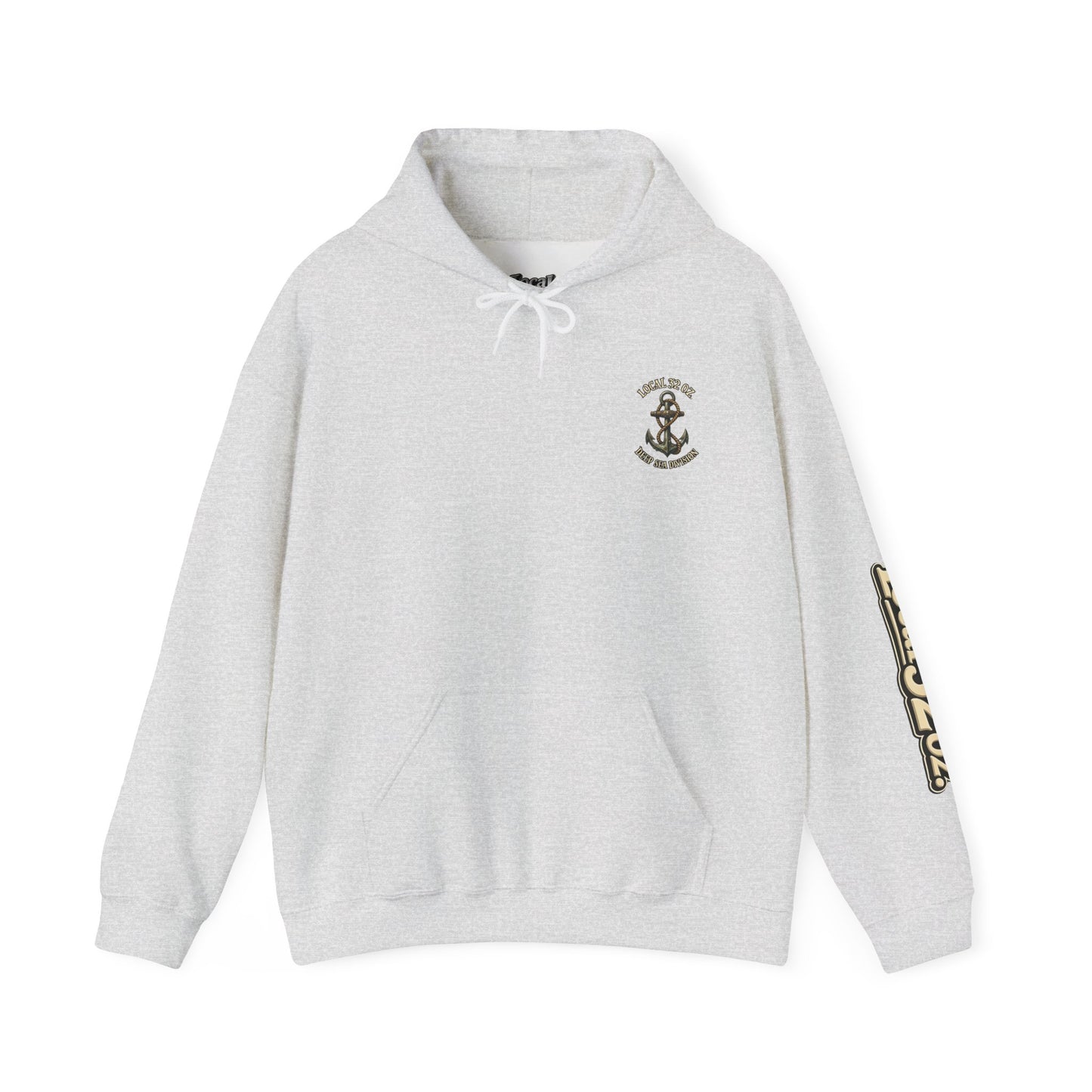 Navy Anchor Hoodie — "Local 32 oz. Deep Sea Division" Graphic Pullover