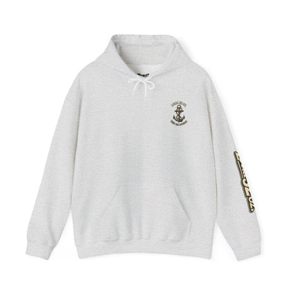 Navy Anchor Hoodie — "Local 32 oz. Deep Sea Division" Graphic Pullover