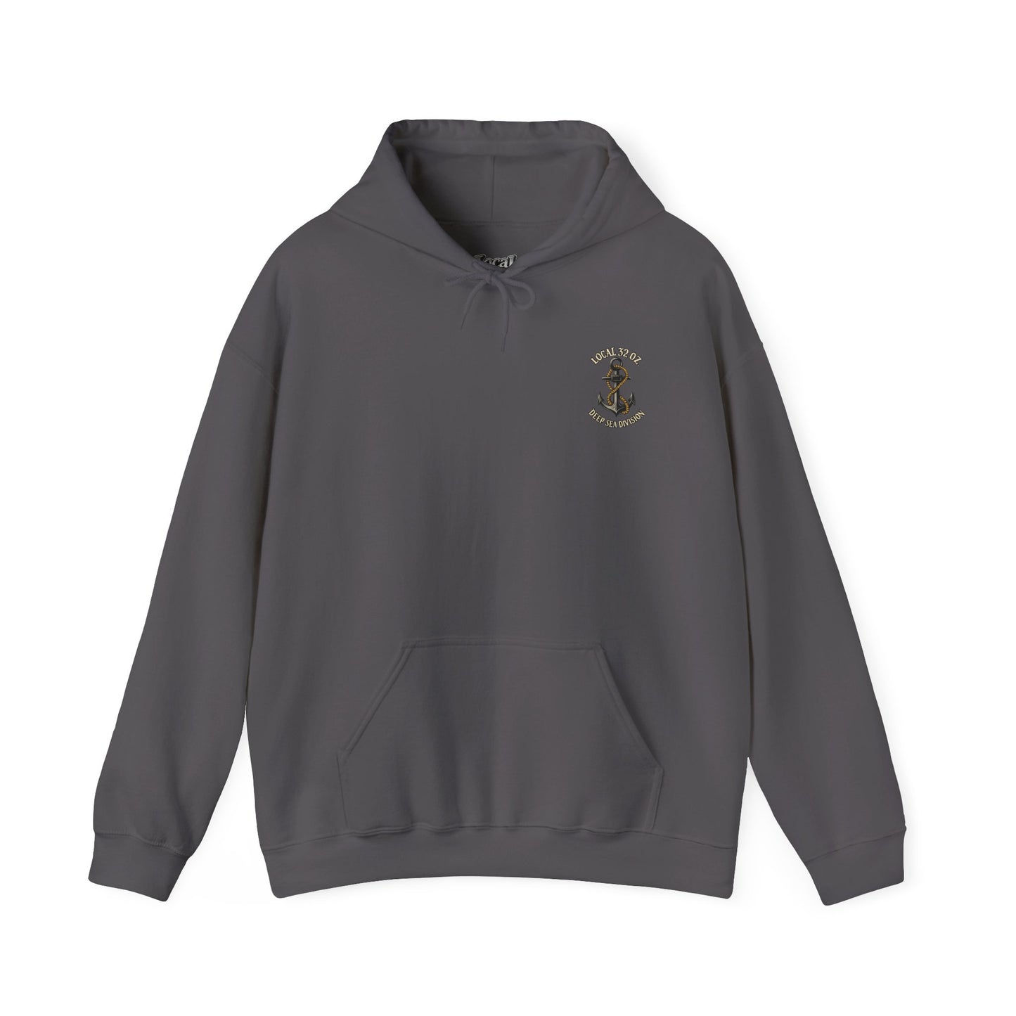 Navy Anchor Hoodie — "Local 32 oz. Deep Sea Division" Graphic Pullover
