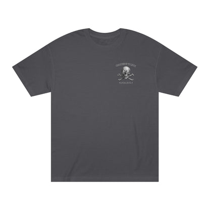 Surrender Ye Liver Skull and Bones Tee. Pirate Skull Crossbones Graphic Tee Shirt