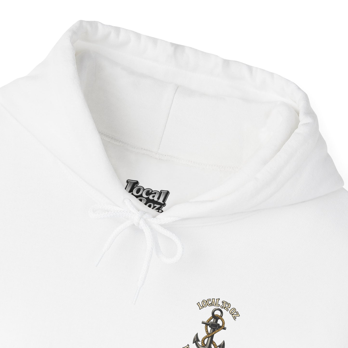 Navy Anchor Hoodie — "Local 32 oz. Deep Sea Division" Graphic Pullover