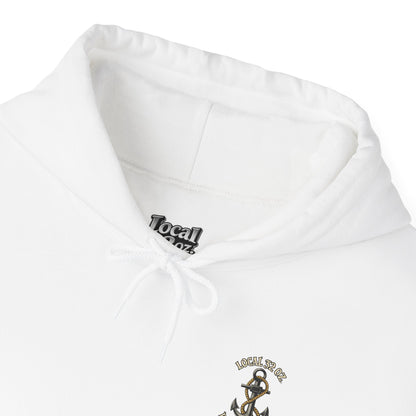 Navy Anchor Hoodie — "Local 32 oz. Deep Sea Division" Graphic Pullover