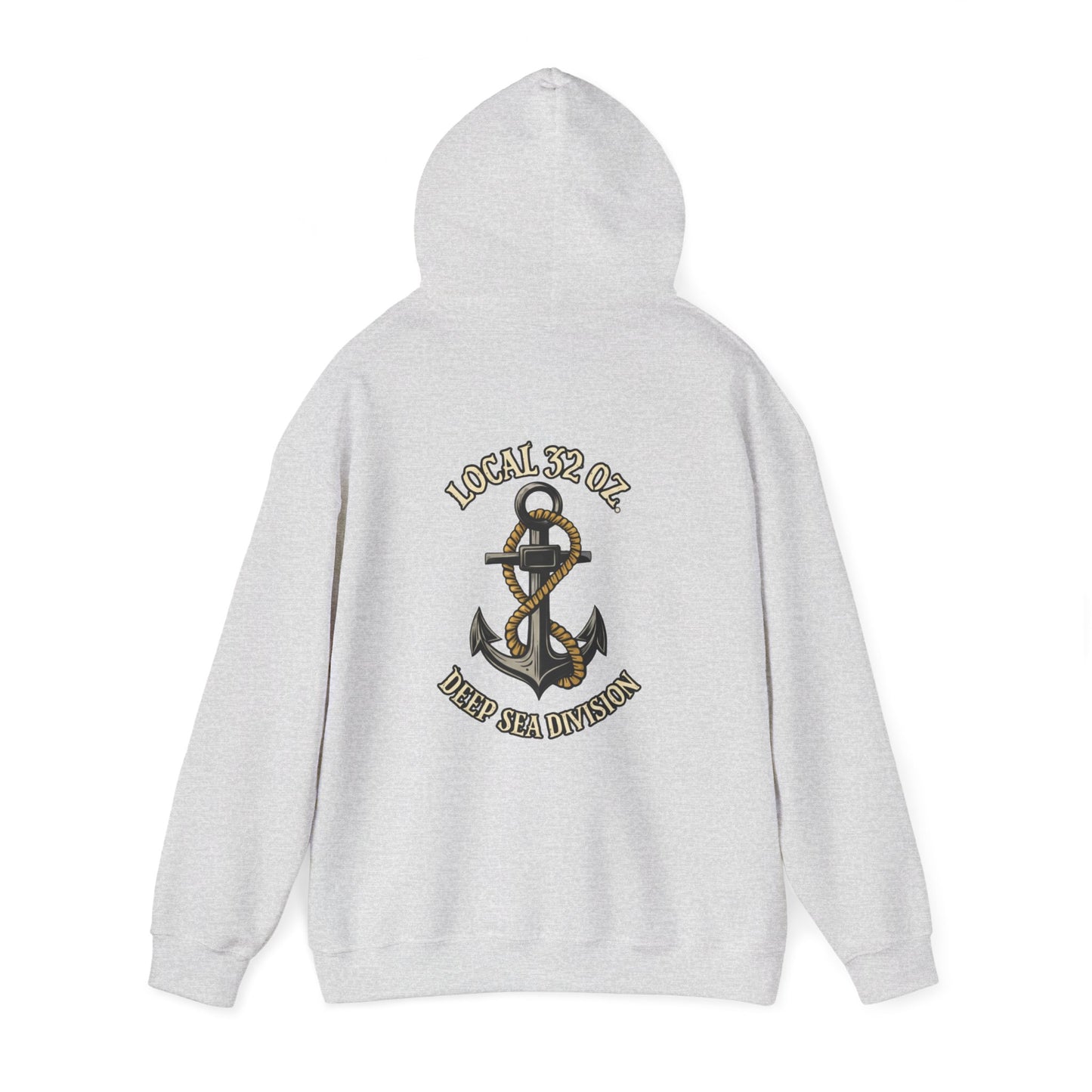 Navy Anchor Hoodie — "Local 32 oz. Deep Sea Division" Graphic Pullover