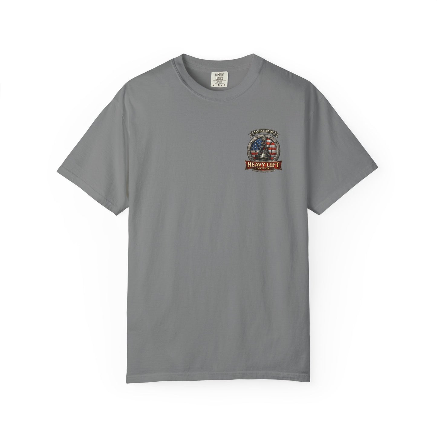 Heavy Lift Division Local 32 oz. T-Shirt — American Flag Rigging Crew Tee