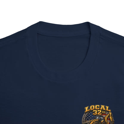 Backhoe Local 32 oz. Construction Tee — "Smells Like Hoe in Here"