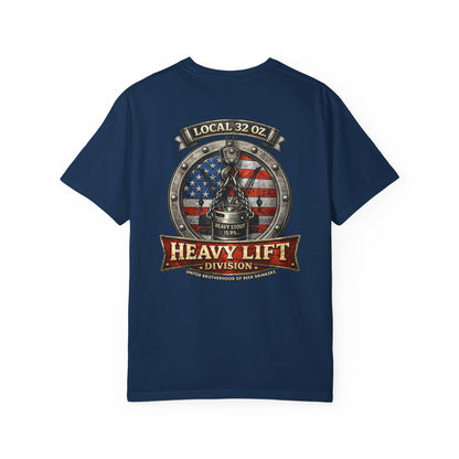 Heavy Lift Division Local 32 oz. T-Shirt — American Flag Rigging Crew Tee