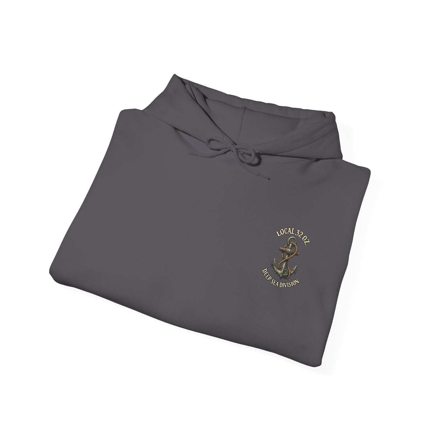 Navy Anchor Hoodie — "Local 32 oz. Deep Sea Division" Graphic Pullover