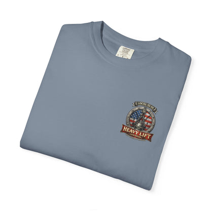 Heavy Lift Division Local 32 oz. T-Shirt — American Flag Rigging Crew Tee