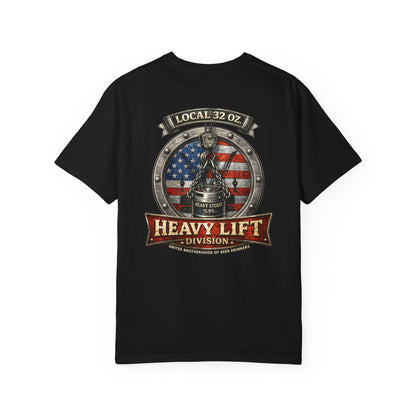Heavy Lift Division Local 32 oz. T-Shirt — American Flag Rigging Crew Tee