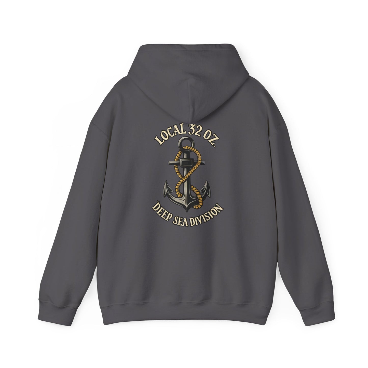 Navy Anchor Hoodie — "Local 32 oz. Deep Sea Division" Graphic Pullover