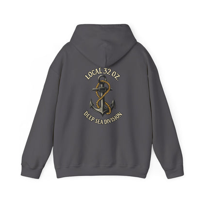 Navy Anchor Hoodie — "Local 32 oz. Deep Sea Division" Graphic Pullover