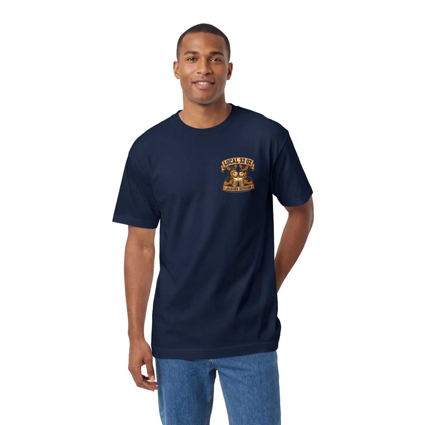 Jackass Division Local 32 oz. Tee — Funny Donkey Beer Crew T‑Shirt