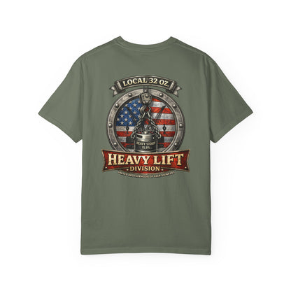 Heavy Lift Division Local 32 oz. T-Shirt — American Flag Rigging Crew Tee