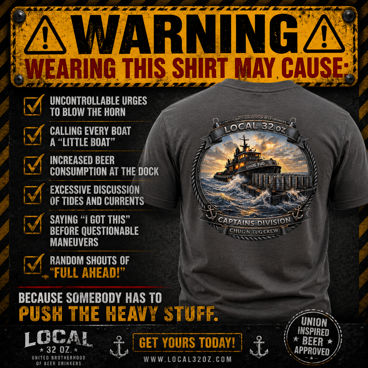 Local 32oz Captains Division Graphic Tee. Heavy Cotton